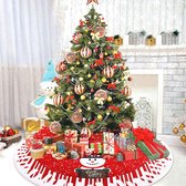 78 cm kerstboomrok, rode kerstboommat, sneeuwpop motief kerstboom, voetafdekking dennenboom, boomrok voor kerstboomversieringen