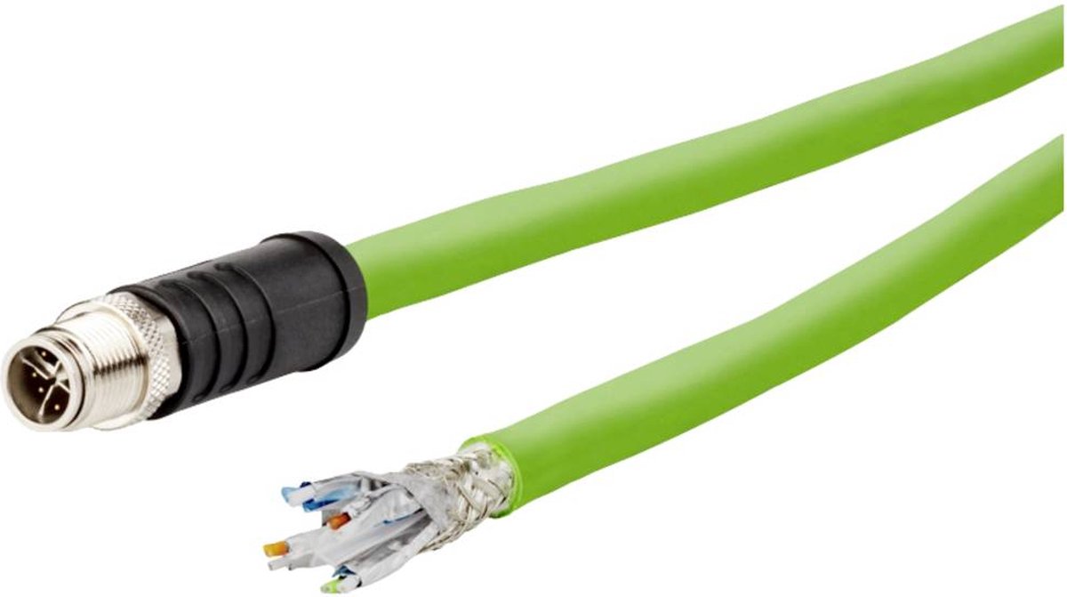 Metz Connect 142M6X10020 M12 Netwerkkabel, patchkabel CAT 6A SF/UTP 2.00 m Groen PUR-mantel, Zuurbestendig, Ozonbestend