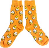 Sokken met Kuikentjes in een Ei - maat 38-44 - Oranje sokken - Leuk voor Pasen of Koningsdag