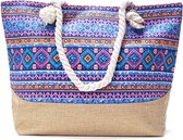 Een vrolijke strandtas met een mooie print (50x36cm) gevoerd en afsluitbaar met een rits aan de binnenkant. Een handige tas om veel in mee te kunnen nemen. Afgewerkt met twee handvaten van gedraaid touw. Voor uzelf of als Cadeau.