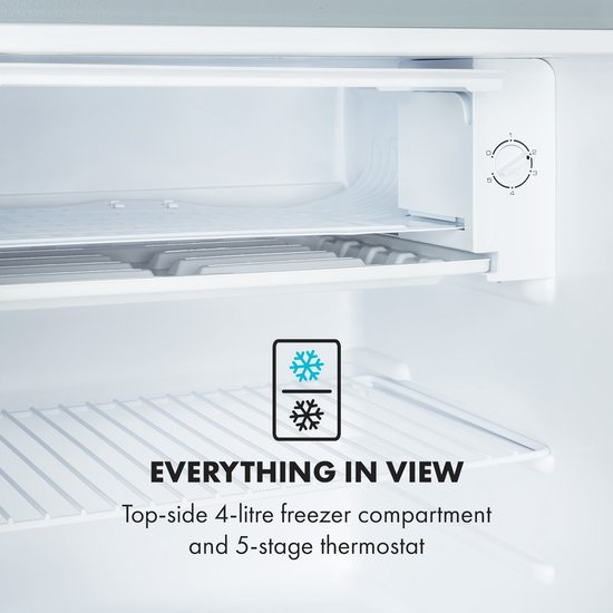 Klarstein Koelkast Delaware 75L - Mini-Koelkast met Vriesvak 4L - Compressorkoeling voor Keuken voor Kantoor - LED Schappen - Compact Koelkast Vrijstaande Koelkast Kleine Koelkast Fridge - voor Kleine Huishoudens voor Studentenkamer van Klarstein — afbeelding 4