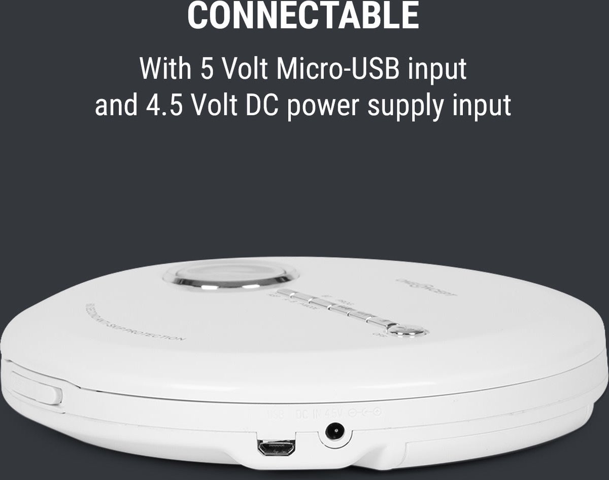 oneConcept CDC 100 BT Discman-discspeler - BT-functie, CD, CD-R, CD-RW en MP3-CD, 2 x 1,5 V batterijen, LCD, ASP, basversterking, micro-USB, 3 afspeelmodi, in-ear Koptelefoon, zilver