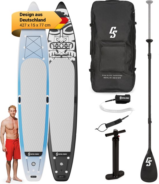 CAPITAL SPORTS Mamao SUP boardset 427 - Stand-up paddleboard 427 x 15 x 77 cm (BxHxD) - Touring board - opblaasbar - PVC