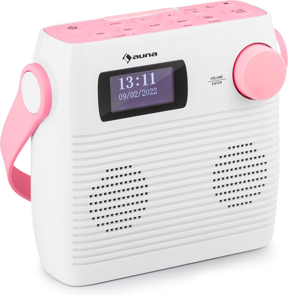 mini chaine hifi Radio Lecteur CD MP3 USB rose blanc