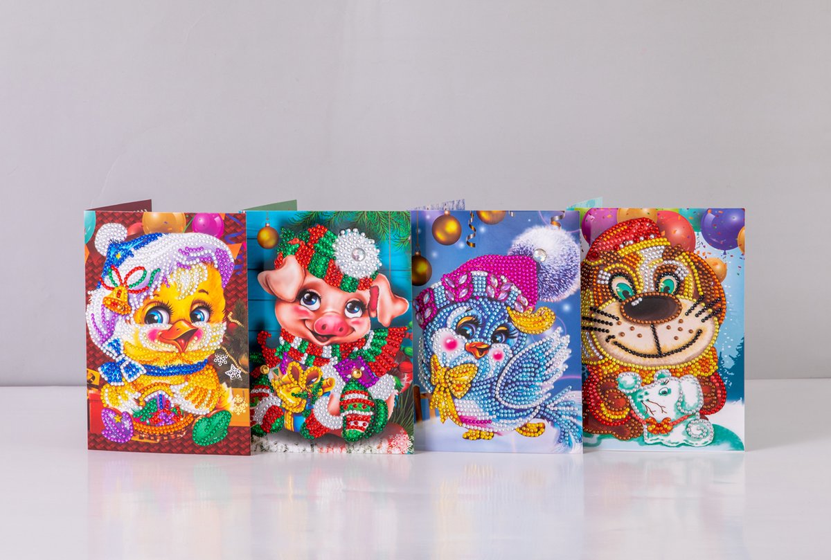 Huntex Diamond Painting Kerstkaarten - 8 Stuks 13x18cm - Complete Set — afbeelding 6