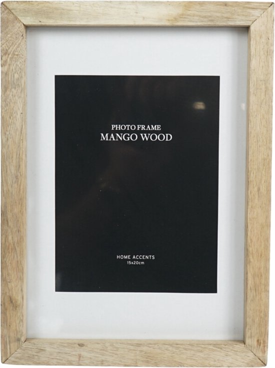 Home accents fotolijst mango hout 33 cm - houten fotolijsten - decoratieve fotolijstjes - foto formaat 15 x 20 cm
