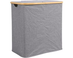 Livano Wasmand 2 Vakken - Wassorteerder - Laundry Basket - Bag - Grijs - 100 Liter