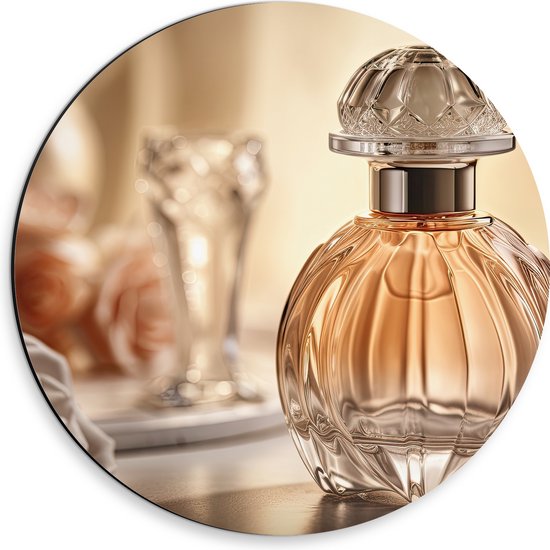 Dibond Muurcirkel - Parfum - Rozen - 30x30 cm Foto op Aluminium Muurcirkel (met ophangsysteem)