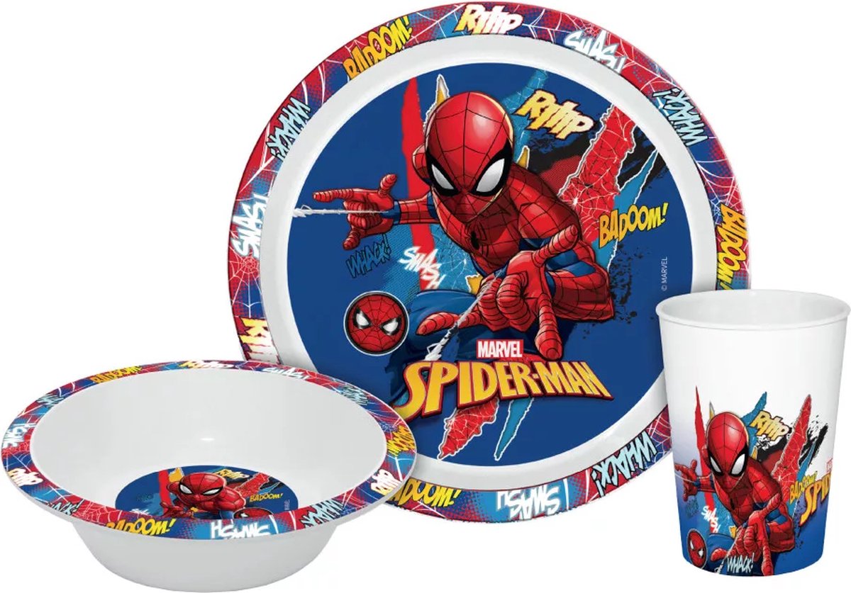 Coffret repas 3 pièces en céramique Spiderman - My Party Kidz