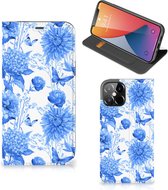 Smart Cover voor Geschikt voor iPhone12 Pro Max Flowers Blue