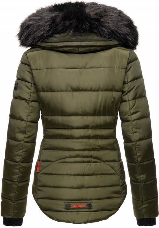 Chaud et Confortable Marikoo Lotusbluete - Veste d'hiver Femme - Adulte - Col Amovible - Olive - S