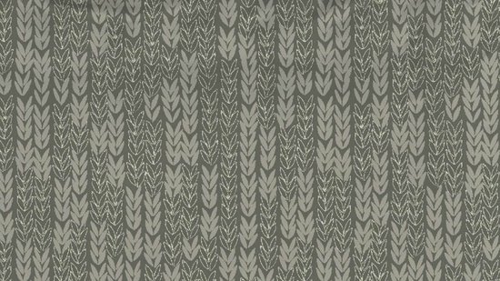 Tissu vert avec un motif de feuilles tricotées verticales.