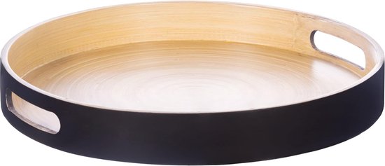 Dienblad Rond Van Bamboe In De Kleur Zwart