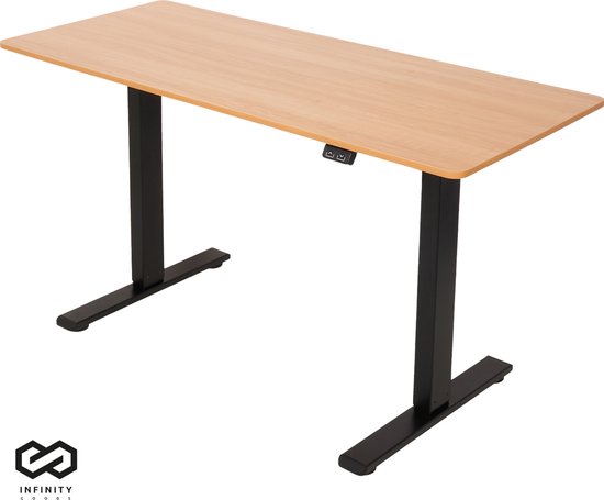 Infinity Goods Zit Sta Bureau - Elektrisch Verstelbaar In Hoogte - 140 x 60 CM - Bruin