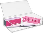 Make-up organizer - opbergbox - voor badmeubel, wastafel, badkamerkastjes - voor oogschaduwpaletten, lippenstift, lipgloss, rouge, sieraden - met spiegeldeksel/klein/plastic