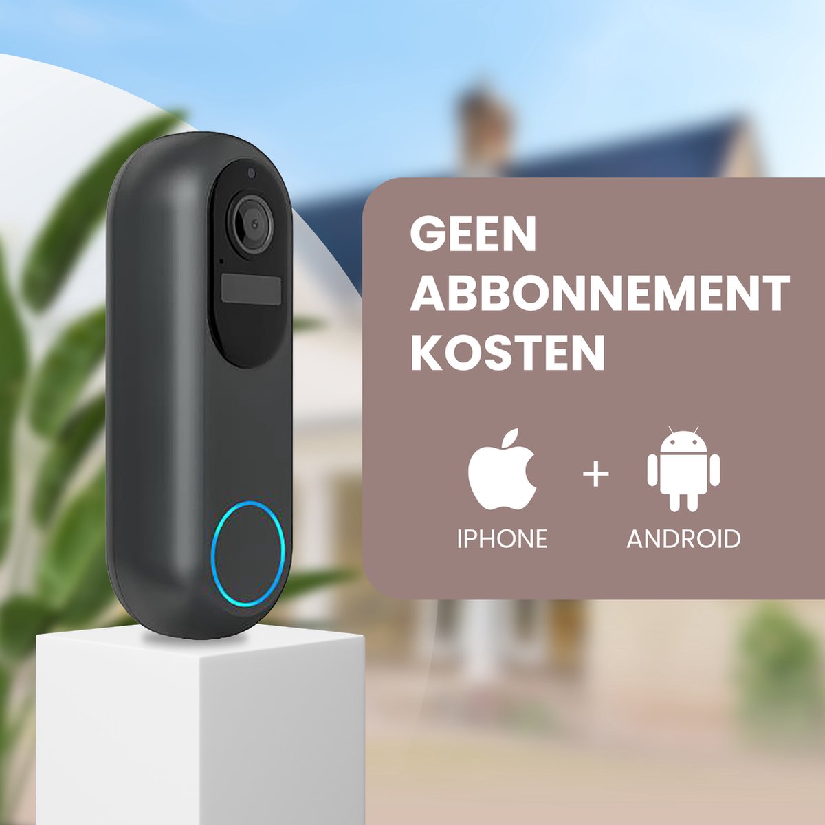 Video deurbel met camera en wifi - Draadloos op accu met - afbeelding 2