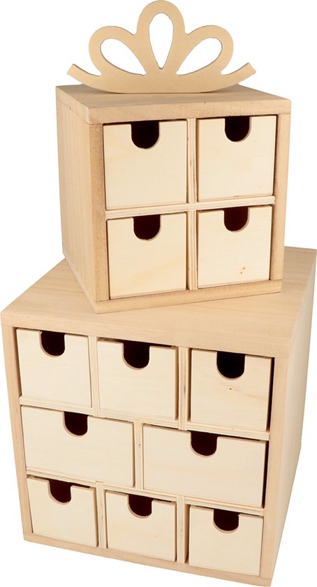 Houten Adventskalender 2 geschenkdozen - Artemio