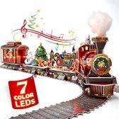 Puzzles 3D pour Adultes - 218x pièces - Ensembles de trains d'arbre de Noël à LED Kids , décorations musicales de Noël Santa Express à vapeur avec Siècle des Lumières, pour Kids Garçons Filles femmes hommes