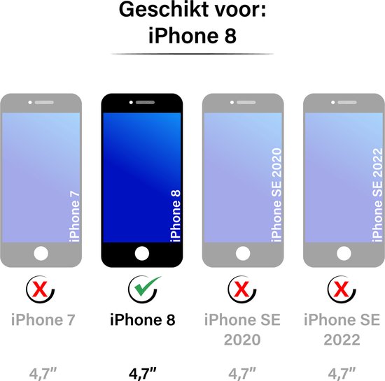 Étui Book Case pour iPhone 8 avec Protection d'appareil photo - Solide - Couleur unie - Apple iPhone 8 - Blauw