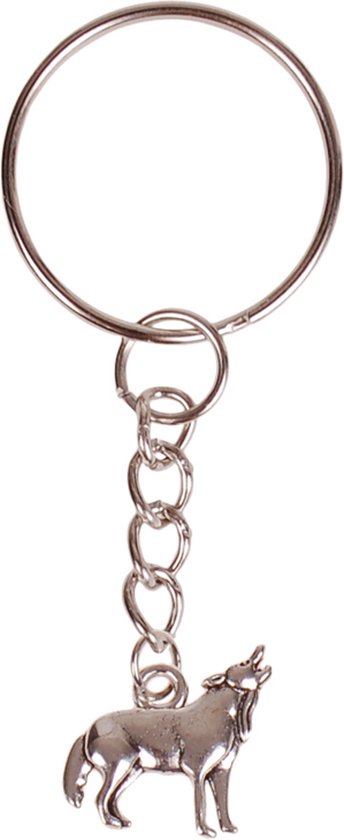 Sleutelhanger - Hangertje Huilende Wolf zilverkleurig 1,8cm