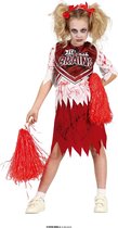 Guirca - Cheerleader Kostuum - Zombie Cheerleader Campus No Brains - Meisje - Rood, Wit / Beige - 7 - 9 jaar - Halloween - Verkleedkleding