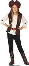 Guirca - Piraat & Viking Kostuum - Piraat Nooit Zeeziek - Meisje - Bruin, Wit / Beige - 5 - 6 jaar - Carnavalskleding - Verkleedkleding