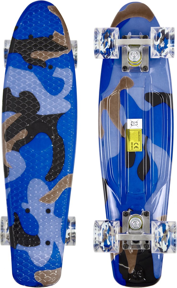 Sajan - Skateboard - LED - Penny board - Camouflage Blauw - 22.5 inch - 56cm - Skateboard met Verlichting — afbeelding 2
