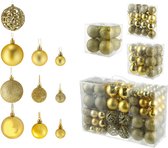 Set van 100 goudkleurige kerstballen verschillende formaten: Ø3cm,Ø4cm en Ø6cm