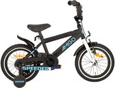 AMIGO Speeder Jongensfiets 14 Inch - Kinderfiets voor 3 tot 5 Jaar - 95-110 cm - Zwart/Blauw