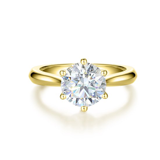 Ella - 18k Geelgouden Solitair Moissanite Verlovingsring - 2 karaat