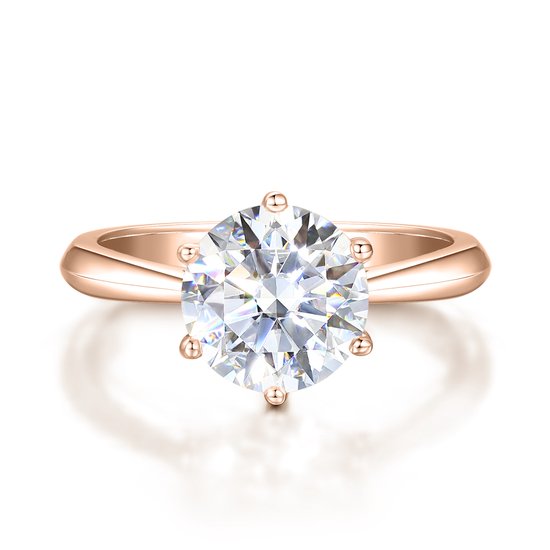 Ella - 18k Roségouden Solitair Moissanite Verlovingsring - 3 karaat