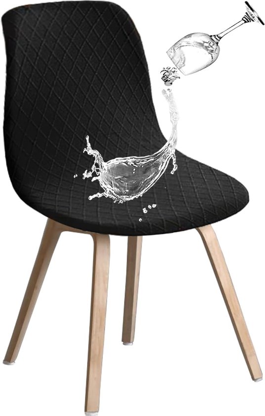 Highdi Stoelhoezen, set van 6, stretch, fluweel, Scandinavisch groen, afneembaar, universele stoelhoes, wasbare stoelhoes, elegante eetkamer