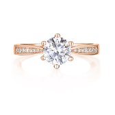 Sophia - 14k Roségouden Moissanite Verlovingsring met Pavé Zijstenen - 1 karaat