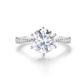 Sophia - Platinum Moissanite Verlovingsring met Pavé Zijstenen - 5 karaat