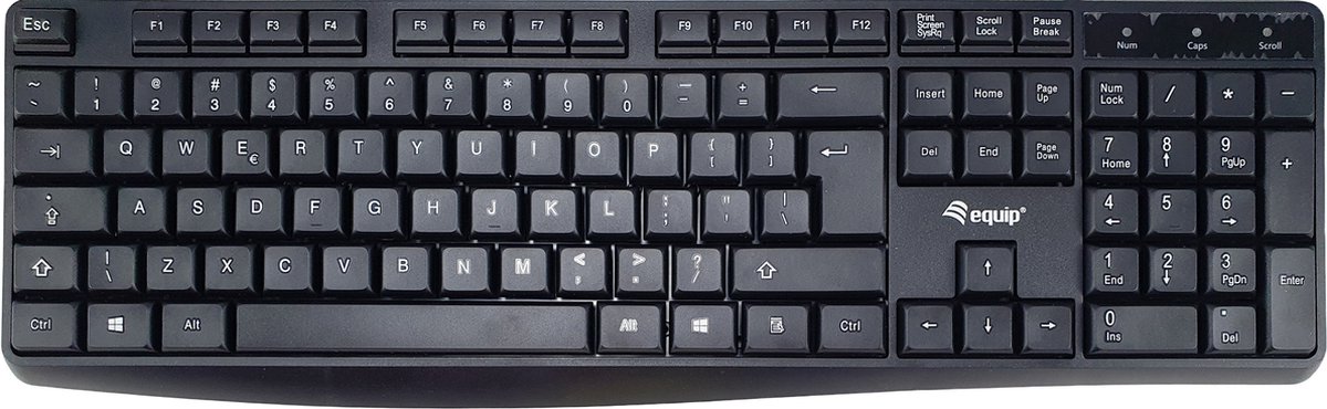 Equip 245215 – USB toetsenbord – QWERTY US/International – 105 toetsen – morsbestendig – 1,5 m kabel – zwart