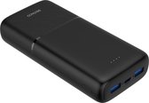 Deltaco - Powerbank - 20 000 mAh avec charge rapide - 2 x USB, 1 x USB-C et 1 x entrée MicroUSB - Zwart