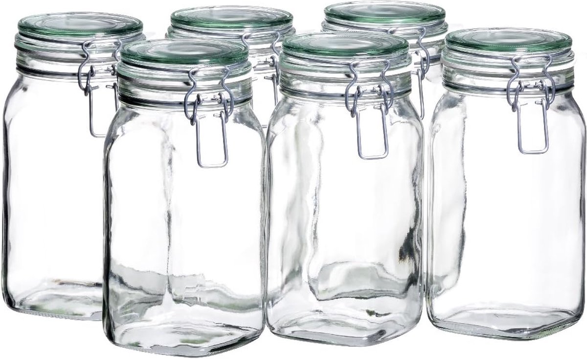 Weckpotten, 9 cl, duurzaam en gescheiden huishoudens vriendelijk; set van 6 stuks