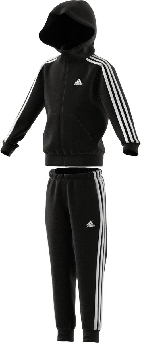Adidas Shiny Trainingspak Kids Zwart Wit Maat 104 Unisex bol