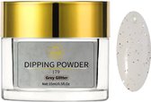 AT-Shop - Dipping Powder - 179 Grey Glitter - Te Gebruiken met elk merk Dip Powder - Dip poeder - Dip nagel - Nailart - Nail- Pink Gellac starter set