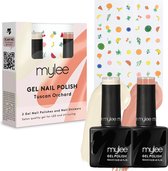 Mylee Set de Vernis à ongles gel avec Autocollants pour nail Art 2 x 10 ml [Verger toscan] Vernis gel UV/ LED Art Pédicure, usage professionnel et domestique – Longue durée et facile à appliquer