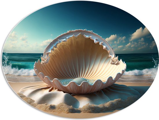 PVC Schuimplaat Ovaal - Schelp - Zee - Strand - 96x72 cm Foto op Ovaal ...