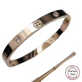 Soraro Zirkonia Exclusieve Armband | Dames en Heren | Schroevendraaier | Rose | RVS | 16 CM | Armband Vrouwen | Zirkonia | Cadeau voor Vrouw en Man| Vrouwen en Mannen Cadeautjes | Vaderdag Cadeau