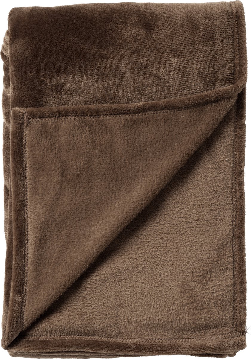 Dutch Decor - CHARLIE - Plaid 200x220 cm - extra grote fleece deken - effen kleur - Chocolate Martini - donkerbruin