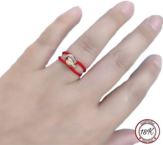 Soraro Tricolor Ring | Rood | 18K Goldplated | Soraro Ringen | Cadeau voor haar | verjaardag vrouw | Vaderdag | Vaderdag Cadeau