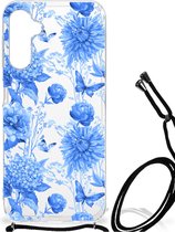 Case voor Geschikt voor Samsung Galaxy A14 5G Flowers Blue