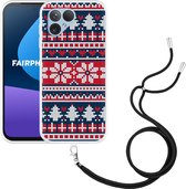 Cazy Hoesje met koord Zwart geschikt voor Fairphone 5 Gebreide Kersttrui II