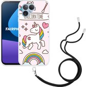 Cazy Hoesje met koord Zwart geschikt voor Fairphone 5 Unicorn Time