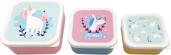Unicorn Magic Set de 3 pots à goûter pour boîte à lunch M/L/XL