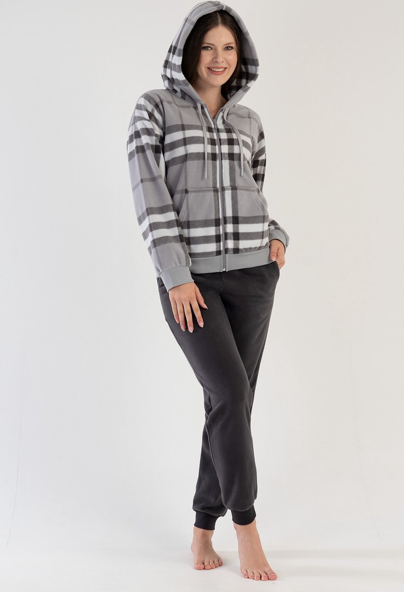 Vienetta - Fleece Dames Pyjama Set, Lange Mouwen - S