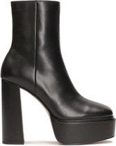 Leather black boots with platform and post heel